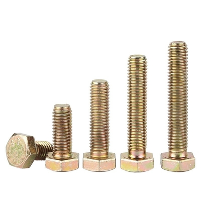 DIN933 Automotive Fasteners Yellow Zinc Grade 8.8 Hex Bolt Coarse