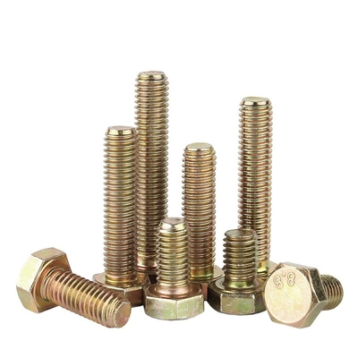 DIN933 Automotive Fasteners Yellow Zinc Grade 8.8 Hex Bolt Coarse
